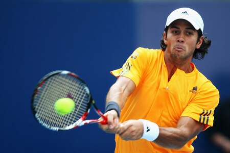 BEIJING - OCTOBER 09:  Fernando Verdasco of Spain returns a shot against Novak Djokovic of Serbia in the quarter-finals during day eight of the 2009 China Open at the National Tennis Centre on October 9, 2009 in Beijing, China.  <br /><br /><span class="help">(Photo by Feng Li/Getty Images)</span>