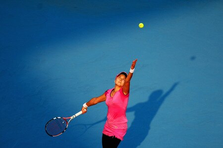 BEIJING - OCTOBER 09:  Nadia Petrova of Russia serves a shot against Peng Shuai of China in the quarter-finals during day eight of the 2009 China Open at the National Tennis Centre on October 9, 2009 in Beijing, China.  <br /><br /><span class="help">(Photo by Feng Li/Getty Images)</span>