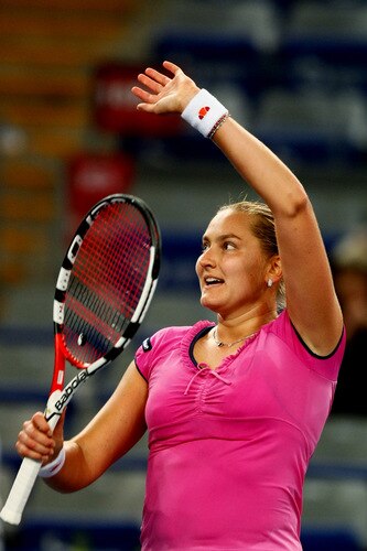 BEIJING - OCTOBER 09:  Nadia Petrova of Russia celebrates winning against Peng Shuai of China in the quarter-finals during day eight of the 2009 China Open at the National Tennis Centre on October 9, 2009 in Beijing, China.  <br /><br /><span class="help">(Photo by Feng Li/Getty Images)</span>