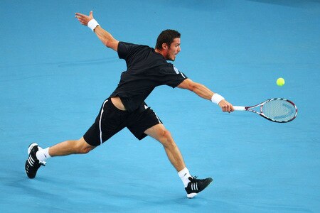 BEIJING - OCTOBER 09: Marat Safin of Russia stretches to hit a backhand against Rafael Nadal of Spain during their quarter-final match on day eight of the 2009 China Open at the National Tennis Centre on October 9, 2009 in Beijing, China.  <br /><br /><span class="help">(Photo by Feng Li/Getty Images)</span>