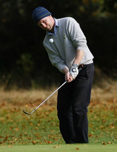BROUGHTON, ENGLAND - OCTOBER 09: Paddy Devine of Royal Dublin chips onto the green during the SkyCaddie PGA Fourball Championship at Forest Pines Golf Club on October 09, 2009 in Broughton, England. <br /><br /><span class="help">(Photo by Tom Dulat/Getty Images)</span>