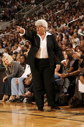 PHOENIX - OCTOBER 9: Head Coach Lin Dunn of the Indiana Fever coaches against the Phoenix Mercury during Game Five of the WNBA Finals on October 9, 2009 at US Airways Center in Phoenix, Arizona. <br /><br /><span class="help">(Photo by Bill Baptist/NBAE via Getty Images)</span>