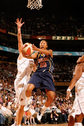 PHOENIX - OCTOBER 9: Briann January #20 of the Indiana Fever shoots against Nicole Ohlde #30 of the Phoenix Mercury during Game Five of the WNBA Finals on October 9, 2009 at US Airways Center in Phoenix, Arizona. <br /><br /><span class="help">(Photo by Bill Baptist/NBAE via Getty Images)</span>