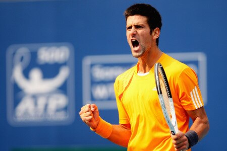 BEIJING - OCTOBER 10: Novak Djokovic of Serbia celebrates a shot against Robin Soderling of Sweden in the Semifinals during day nine of the 2009 China Open at the National Tennis Centre on October 10, 2009 in Beijing, China.  <br /><br /><span class="help">(Photo by Feng Li/Getty Images)</span>