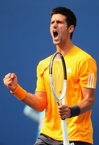 BEIJING - OCTOBER 10:  Novak Djokovic of Serbia celebrates a shot against Robin Soderling of Sweden in the Semifinals during day nine of the 2009 China Open at the National Tennis Centre on October 10, 2009 in Beijing, China.  <br /><br /><span class="help">(Photo by Feng Li/Getty Images)</span>