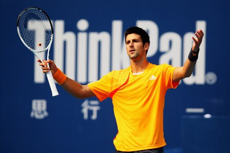 BEIJING - OCTOBER 10:  Novak Djokovic of Serbia misses a shot against Robin Soderling of Sweden in the Semifinals during day nine of the 2009 China Open at the National Tennis Centre on October 10, 2009 in Beijing, China.  <br /><br /><span class="help">(Photo by Feng Li/Getty Images)</span>