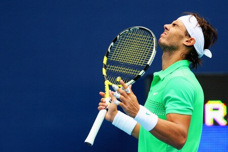 BEIJING - OCTOBER 10: Rafael Nadal of Spain misses a shot against Marin Cilic of Croatia in the Semifinals during day nine of the 2009 China Open at the National Tennis Centre on October 10, 2009 in Beijing, China. <br /><br /><span class="help">(Photo by Feng Li/Getty Images)</span>
