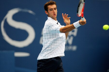 BEIJING - OCTOBER 10:  Marin Cilic of Croatia returns a shot against Rafael Nadal of Spain in the Semifinals during day nine of the 2009 China Open at the National Tennis Centre on October 10, 2009 in Beijing, China.  <br /><br /><span class="help">(Photo by Feng Li/Getty Images)</span>