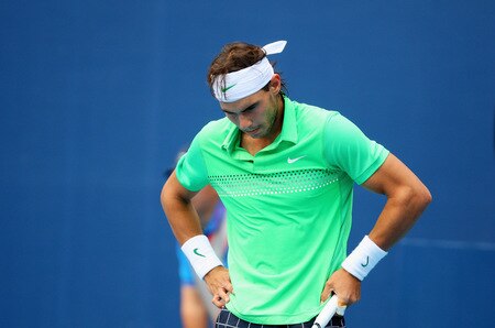 BEIJING - OCTOBER 10:  Rafael Nadal of Spain misses a shot against Marin Cilic of Croatia in the Semifinals during day nine of the 2009 China Open at the National Tennis Centre on October 10, 2009 in Beijing, China.  <br /><br /><span class="help">(Photo by Feng Li/Getty Images)</span>