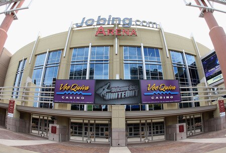 GLENDALE, AZ - OCTOBER 10:  General view of the exterior of Jobing.com Arena before the NHL game between the Columbus Blue Jackets and the Phoenix Coyotes on October 10, 2009 in Glendale, Arizona.  <br /><br /><span class="help">(Photo by Christian Petersen/Getty Images)</span>