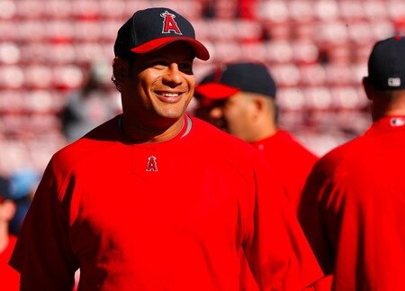 BOSTON - OCTOBER 11:  Bobby Abreu #53 of the Los Angeles Angels of Anaheim smiles in practice before Game Three of the ALDS against the Boston Red Sox during the 2009 MLB Playoffs at Fenway Park on October 11, 2009 in Boston, Massachusetts. <br /><br /><span class="help">(Photo by Jim Rogash/Getty Images)</span>