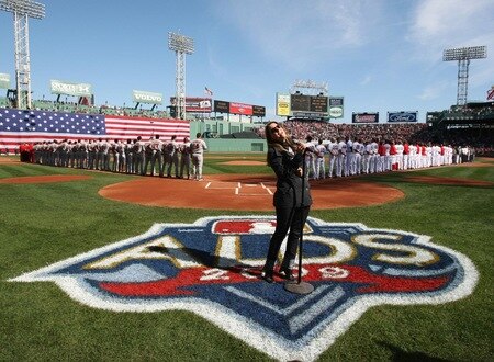 BOSTON - OCTOBER 11:  Blues singer Susan Tedeschi sings the national anthem before  Game Three of the ALDS between the Boston Red Sox and the Los Angeles Angels of Anaheim during the 2009 MLB Playoffs at Fenway Park on October 11, 2009 in Boston, Massachusetts. <br /><br /><span class="help">(Photo by Elsa/Getty Images)</span>