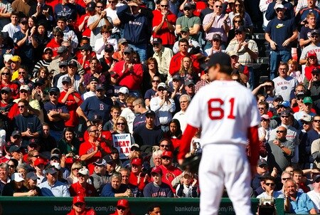 BOSTON - OCTOBER 11:  Starting pitcher Clay Buchholz #61 of the Boston Red Sox on the mound in the first inning against the Los Angeles Angels of Anaheim in Game Three of the ALDS during the 2009 MLB Playoffs at Fenway Park on October 11, 2009 in Boston, Massachusetts. <br /><br /><span class="help">(Photo by Jim Rogash/Getty Images)</span>