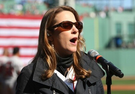 BOSTON - OCTOBER 11:  Blues singer Susan Tedeschi sings the national anthem before Game Three of the ALDS between the Boston Red Sox and the Los Angeles Angels of Anaheim during the 2009 MLB Playoffs at Fenway Park on October 11, 2009 in Boston, Massachusetts. <br /><br /><span class="help">(Photo by Elsa/Getty Images)</span>