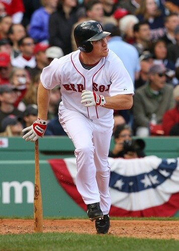 BOSTON - OCTOBER 11:  J.D. Drew #7 of the Boston Red Sox hits a two-run home run in the fourth inning against the Los Angeles Angels of Anaheim in Game Three of the ALDS during the 2009 MLB Playoffs at Fenway Park on October 11, 2009 in Boston,  Massachusetts. <br /><br /><span class="help">(Photo by Jim Rogash/Getty Images)</span>