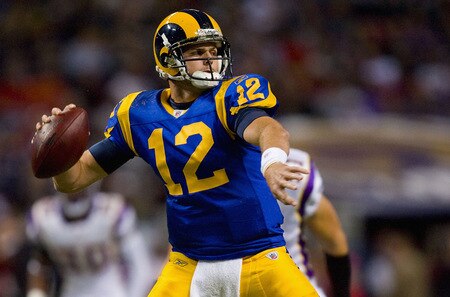 ST. LOUIS, MO - OCTOBER 11: Kyle Boller #12 of the St. Louis Rams passes against the Minnesota Vikings at the Edward Jones Dome on October 11, 2009 in St. Louis, Missouri.  <br /><br /><span class="help">(Photo by Dilip Vishwanat/Getty Images)</span>