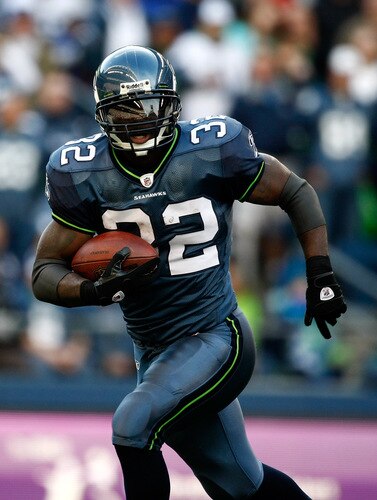 SEATTLE, WA - OCTOBER 11:  Edgerrin James #32 of the Seattle Seahawks runs with the ball against the Jacksonville Jaguars at Qwest Field on October 11, 2009 in Seattle, Washington.  <br /><br /><span class="help">(Photo by Jonathan Ferrey/Getty Images)</span>