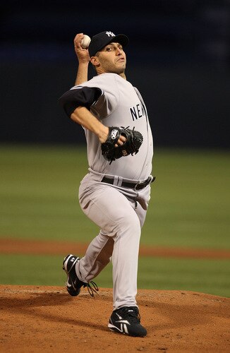 MINNEAPOLIS - OCTOBER 11: Andy Pettitte #46 of the New York Yankees delivers the ball against the Minnesota Twins in Game Three of the ALDS during the 2009 MLB Playoffs at the Hubert H. Humphrey Metrodome on October 11, 2009 in Minneapolis, Minnesota. <br /><br /><span class="help">(Photo by Jonathan Daniel/Getty Images)</span>