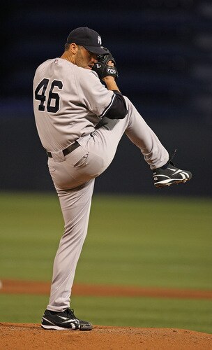 MINNEAPOLIS - OCTOBER 11: Andy Pettitte #46 of the New York Yankees delivers the ball against the Minnesota Twins in Game Three of the ALDS during the 2009 MLB Playoffs at the Hubert H. Humphrey Metrodome on October 11, 2009 in Minneapolis, Minnesota. <br /><br /><span class="help">(Photo by Jonathan Daniel/Getty Images)</span>