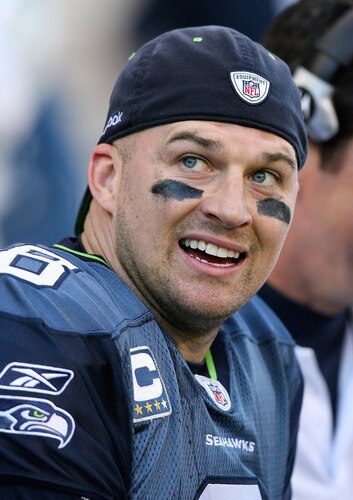 SEATTLE - OCTOBER 11:  Quarterback Matt Hasselbeck #8 of the Seattle Seahawks smiles on the sidelines during the game against the Jacksonville Jaguars on October 11, 2009 at Qwest Field in Seattle, Washington. The Seahawks defeated the Jaguars 41-0. <br /><br /><span class="help">(Photo by Otto Greule Jr/Getty Images)</span>