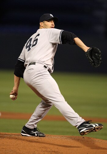 MINNEAPOLIS - OCTOBER 11: Andy Pettitte #46 of the New York Yankees delivers the ball against the Minnesota Twins in Game Three of the ALDS during the 2009 MLB Playoffs at the Hubert H. Humphrey Metrodome on October 11, 2009 in Minneapolis, Minnesota. <br /><br /><span class="help">(Photo by Jonathan Daniel/Getty Images)</span>