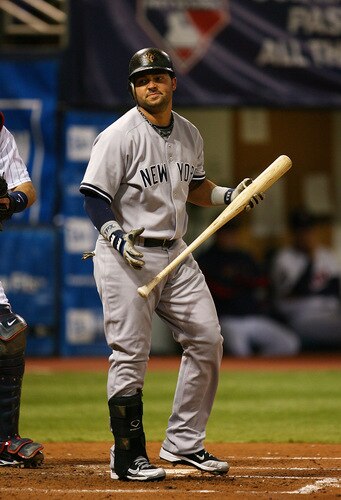 MINNEAPOLIS - OCTOBER 11: Nick Swisher #33 of the New York Yankees reacts after striking out against Carl Pavano of the Minnesota Twins in Game Three of the ALDS during the 2009 MLB Playoffs at the Hubert H. Humphrey Metrodome on October 11, 2009 in Minneapolis, Minnesota. <br /><br /><span class="help">(Photo by Jonathan Daniel/Getty Images)</span>