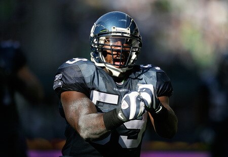 SEATTLE - OCTOBER 11:  Linebacker Aaron Curry #59 of the Seattle Seahawks celebrates after making a defensive play against the Jacksonville Jaguars on October 11, 2009 at Qwest Field in Seattle, Washington. The Seahawks defeated the Jaguars 41-0. <br /><br /><span class="help">(Photo by Otto Greule Jr/Getty Images)</span>