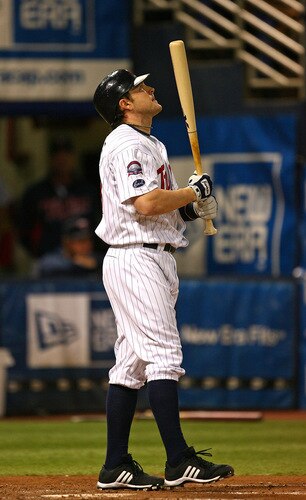MINNEAPOLIS - OCTOBER 11: Brendan Harris #23 of the Minnesota Twins reacts after striking out against Andy Pettitte of the New York Yankees in Game Three of the ALDS during the 2009 MLB Playoffs at the Hubert H. Humphrey Metrodome on October 11, 2009 in Minneapolis, Minnesota. <br /><br /><span class="help">(Photo by Jonathan Daniel/Getty Images)</span>