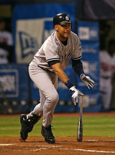 MINNEAPOLIS - OCTOBER 11: Derek Jeter #2 of the New York Yankees hits a double in the 6th inning against the Minnesota Twins in Game Three of the ALDS during the 2009 MLB Playoffs at the Hubert H. Humphrey Metrodome on October 11, 2009 in Minneapolis, Minnesota. <br /><br /><span class="help">(Photo by Jonathan Daniel/Getty Images)</span>