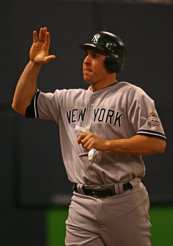 MINNEAPOLIS - OCTOBER 11: Mark Teixeira #25 of the New York Yankees celebrates after scoring a run against the Minnesota Twins in Game Three of the ALDS during the 2009 MLB Playoffs at the Hubert H. Humphrey Metrodome on October 11, 2009 in Minneapolis, Minnesota. <br /><br /><span class="help">(Photo by Jonathan Daniel/Getty Images)</span>