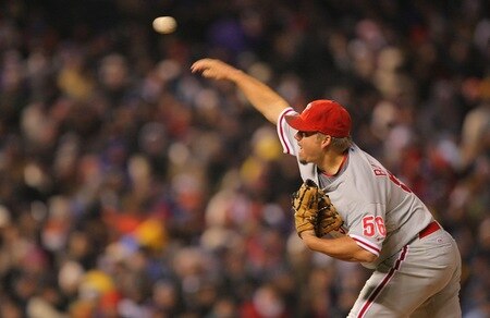 DENVER - OCTOBER 11:  Joe Blanton #56 of the Philadelphia Phillies pitches against the Colorado Rockies in Game Three of the NLDS during the 2009 MLB Playoffs at Coors Field on October 11, 2009 in Denver, Colorado. <br /><br /><span class="help">(Photo by Doug Pensinger/Getty Images)</span>
