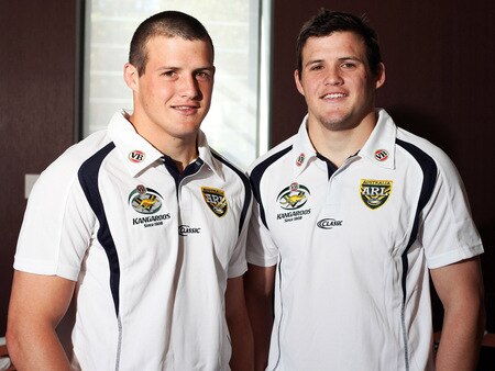 SYDNEY, AUSTRALIA - OCTOBER 13:  (L-R) Josh and Brett Morris of the Kangaroos pose for a portrait during an Australian Kangaroos media session at Pullman Hotel on October 13, 2009 in Sydney, Australia.  <br /><br /><span class="help">(Photo by Robert Gray/Getty Images)</span>