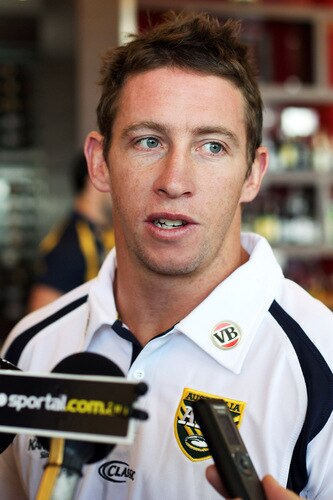 SYDNEY, AUSTRALIA - OCTOBER 13:  Kurt Gidley of the Kangaroos talks to the media during an Australian Kangaroos media session at Pullman Hotel on October 13, 2009 in Sydney, Australia.  <br /><br /><span class="help">(Photo by Robert Gray/Getty Images)</span>