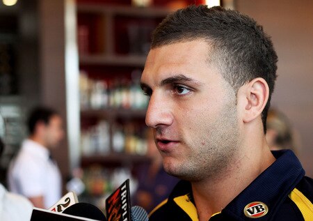 SYDNEY, AUSTRALIA - OCTOBER 13:  Robbie Farrah of the Kangaroos talks to the media during an Australian Kangaroos media session at Pullman Hotel on October 13, 2009 in Sydney, Australia.  <br /><br /><span class="help">(Photo by Robert Gray/Getty Images)</span>