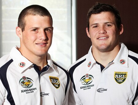 SYDNEY, AUSTRALIA - OCTOBER 13:  (L-R) Josh and Brett Morris of the Kangaroos pose for a portrait during an Australian Kangaroos media session at Pullman Hotel on October 13, 2009 in Sydney, Australia.  <br /><br /><span class="help">(Photo by Robert Gray/Getty Images)</span>