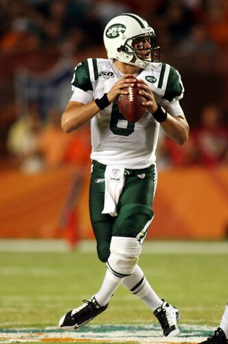 MIAMI - OCTOBER 12:  Quarterback Mark Sanchez #6  of the New York Jets scrambles against the Miami Dolphins at Land Shark Stadium on October 12, 2009 in Miami, Florida.  <br /><br /><span class="help">(Photo by Marc Serota/Getty Images)</span>