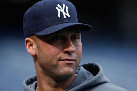 NEW YORK - OCTOBER 14:  Derek Jeter #2 of the New York Yankees warms up during workouts on October 14, 2009 at Yankee Stadium in the Bronx borough of New York City.  <br /><br /><span class="help">(Photo by Jared Wickerham/Getty Images)</span>