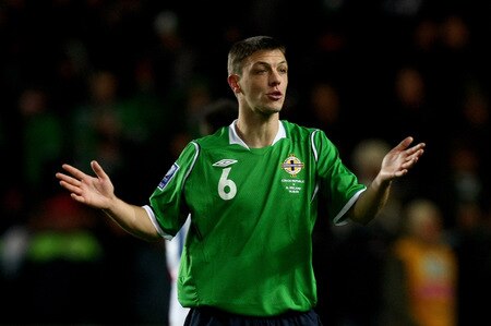 PRAGUE, CZECH REPUBLIC - OCTOBER 14:  Christopher Baird of Northern Ireland reacts during the FIFA 2010 World Cup Group 3 Qualifier match between Czech Republic and Northern Ireland at the Synot Tip Arena on October 14, 2009 in Prague, Czech Republic.  <br /><br /><span class="help">(Photo by Alexander Hassenstein/Getty Images)</span>
