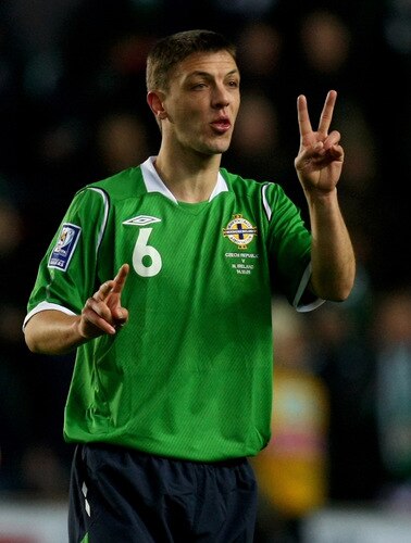 PRAGUE, CZECH REPUBLIC - OCTOBER 14:  Christopher Baird of Northern Ireland reacts during the FIFA 2010 World Cup Group 3 Qualifier match between Czech Republic and Northern Ireland at the Synot Tip Arena on October 14, 2009 in Prague, Czech Republic.  <br /><br /><span class="help">(Photo by Alexander Hassenstein/Getty Images)</span>