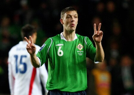 PRAGUE, CZECH REPUBLIC - OCTOBER 14:  Christopher Baird of Northern Ireland reacts during the FIFA 2010 World Cup Group 3 Qualifier match between Czech Republic and Northern Ireland at the Synot Tip Arena on October 14, 2009 in Prague, Czech Republic.  <br /><br /><span class="help">(Photo by Alexander Hassenstein/Getty Images)</span>