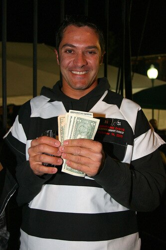 DAVIDSON, NC - OCTOBER 14:  NASCAR driver David Stremme shows money raised after he was locked up for charity at the NASCAR Second Annual Jail & Bail held at Brickhouse Tavern  October 14, 2009 in Davidson, North Carolina.  Funds raised during the event will go to The NASCAR Foundation and Brienne Davis Scholarship Fund.  <br /><br /><span class="help">(Photo by Jason Smith/Getty Images)</span>