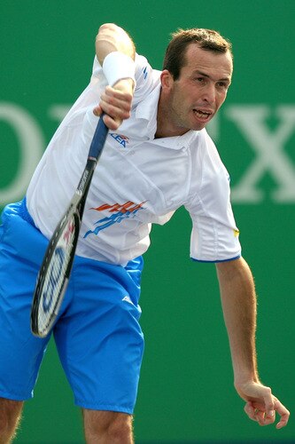 SHANGHAI, CHINA - OCTOBER 15: Radek Stepanek of the Czech Republic serves to Stanilas Wawrinka of Switzerland during day five of the 2009 Shanghai ATP Masters 1000 at Qi Zhong Tennis Centre on October 15, 2009 in Shanghai, China.  <br /><br /><span class="help">(Photo by Matthew Stockman/Getty Images)</span>