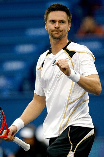 SHANGHAI, CHINA - OCTOBER 15:  Robin Soderling of Sweden celebrates a point against J0-Wilfried Tsonga of France during day five of the 2009 Shanghai ATP Masters 1000 at Qi Zhong Tennis Centre on October 15, 2009 in Shanghai, China.  <br /><br /><span class="help">(Photo by Matthew Stockman/Getty Images)</span>
