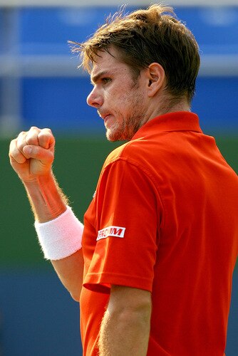SHANGHAI, CHINA - OCTOBER 15:  Stanilas Wawrinka of Switzerland celebrates a point against Radek Stepanek of the Czech Republic during day five of the 2009 Shanghai ATP Masters 1000 at Qi Zhong Tennis Centre on October 15, 2009 in Shanghai, China.  <br /><br /><span class="help">(Photo by Matthew Stockman/Getty Images)</span>