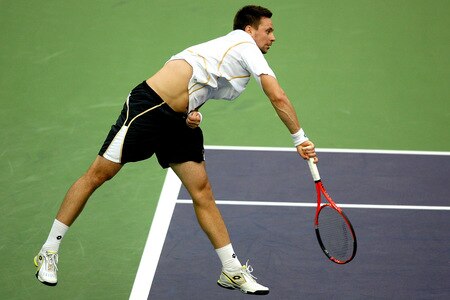 SHANGHAI, CHINA - OCTOBER 15:  Robin Soderling of Sweden serves to Jo-Wilfried Tsonga of France during day five of the 2009 Shanghai ATP Masters 1000 at Qi Zhong Tennis Centre on October 15, 2009 in Shanghai, China.  <br /><br /><span class="help">(Photo by Matthew Stockman/Getty Images)</span>