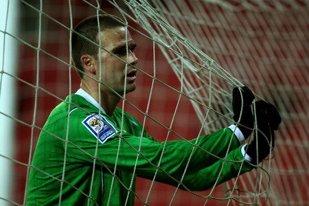 PRAGUE, CZECH REPUBLIC - OCTOBER 14:  David Healy of Northern Ireland reacts during the FIFA 2010 World Cup Group 3 Qualifier match between Czech Republic and Northern Ireland at the Synot Tip Arena on October 14, 2009 in Prague, Czech Republic.  <br /><br /><span class="help">(Photo by Alexander Hassenstein/Getty Images)</span>