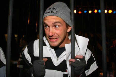 DAVIDSON, NC - OCTOBER 14:  NASCAR driver Scott Speed is locked up for charity at the NASCAR Second Annual Jail & Bail held at Brickhouse Tavern  October 14, 2009 in Davidson, North Carolina.  Funds raised during the event will go to The NASCAR Foundation and Brienne Davis Scholarship Fund.  <br /><br /><span class="help">(Photo by Jason Smith/Getty Images)</span>