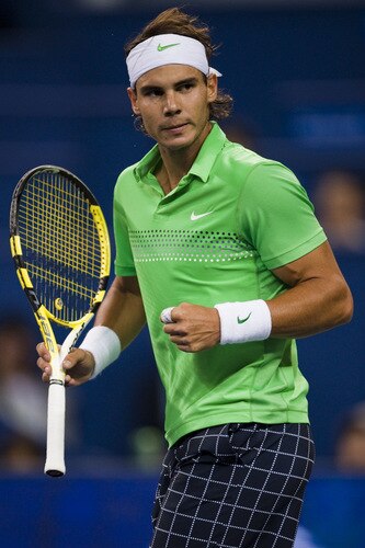 SHANGHAI, CHINA - OCTOBER 15:  Rafael Nadal of Spain celebrates a point against his compatriot Tommy Robredo during day five of 2009 Shanghai ATP Masters 1000 at Qi Zhong Tennis Centre on October 15, 2009 in Shanghai, China.  <br /><br /><span class="help">(Photo by Victor Fraile/Getty Images)</span>