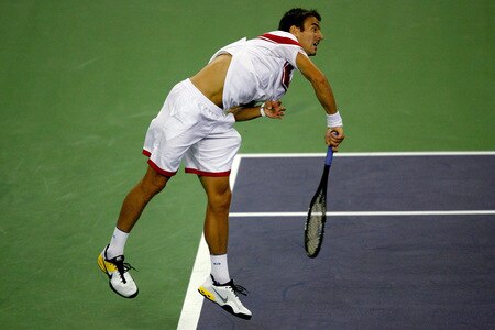 SHANGHAI, CHINA - OCTOBER 15:  Tommy Robredo of Spain serves to Rafael Nadal of Spain during day five of the 2009 Shanghai ATP Masters 1000 at Qi Zhong Tennis Centre on October 15, 2009 in Shanghai, China.  <br /><br /><span class="help">(Photo by Matthew Stockman/Getty Images)</span>