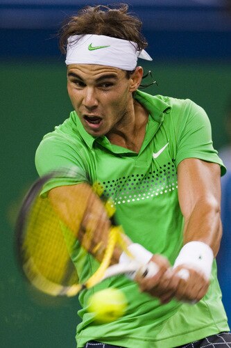 SHANGHAI, CHINA - OCTOBER 15:  Rafael Nadal of Spain returns a shot to his compatriot Tommy Robredo during day five of 2009 Shanghai ATP Masters 1000 at Qi Zhong Tennis Centre on October 15, 2009 in Shanghai, China.  <br /><br /><span class="help">(Photo by Victor Fraile/Getty Images)</span>